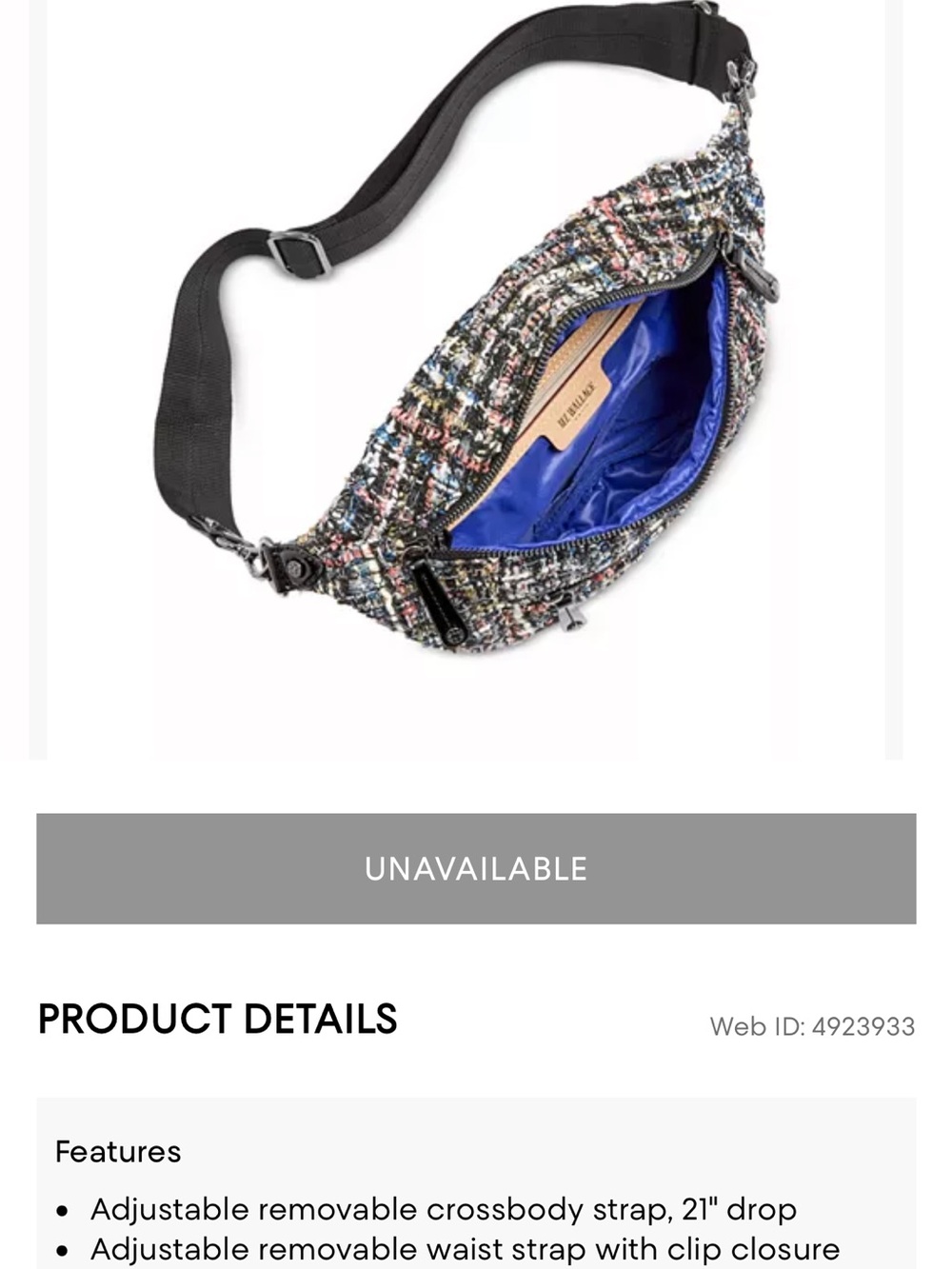 MZ Wallace midnight sparkle tweed boucle small Crosby sling - Picture 2 of 15